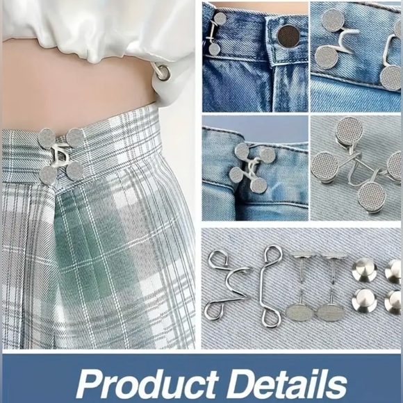 8pcs Adjustable Denim Waist Tighteners - Metal Button Pins - Picture 4 of 8